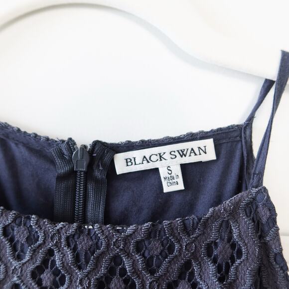 Lulu's Black Swan Charlotte Lace Skater Dress Charcoal Grey Small - Picture 4 of 8